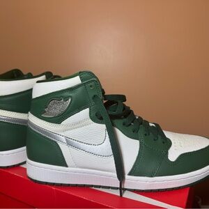 Nike Air Jordan Green and White High-Top Sneakers